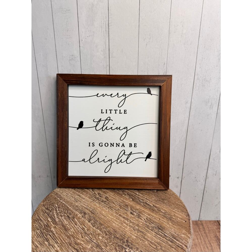 Cute 7 x 7 Sign Birds on a Wire Wall hanging Script Lettering Desk Decoration